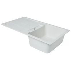 Évier en composite de quartz blanc 1 bac à encastrer Arber