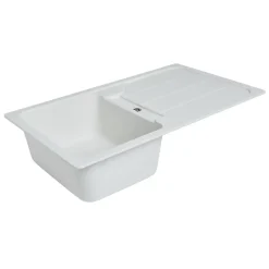 Évier en composite de quartz blanc 1 bac à encastrer Arber