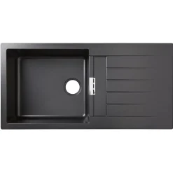 Évier en composite de quartz noir 1 bac + égouttoir Cooke & Lewis Galvani