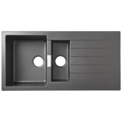 Évier en composite de quartz gris 1,5 bacs à encastrer Galvani