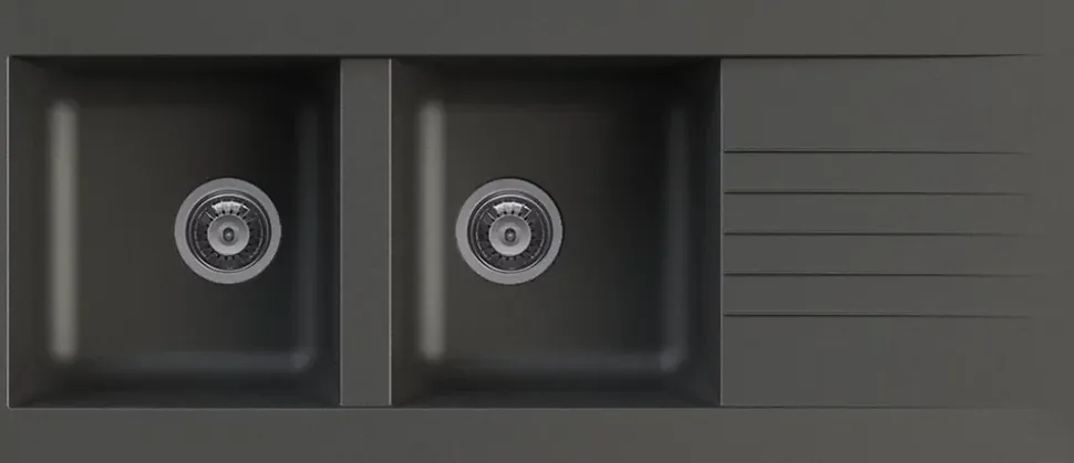 Évier en composite noir 2 bacs à encastrer Karta