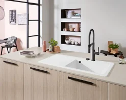 Évier en céramique 1 cuve à droite à encastrer Villeroy & Boch Subway Style blanc brillant