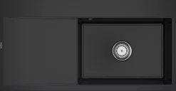Évier en céramique 1 cuve à droite à encastrer Villeroy & Boch Subway Style noir mat