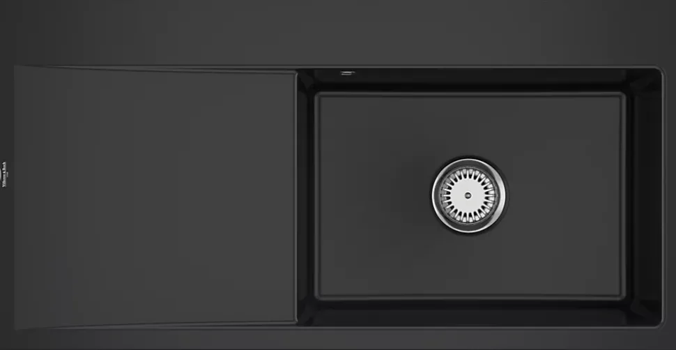 Évier en céramique 1 cuve à droite à encastrer Villeroy & Boch Subway Style noir mat