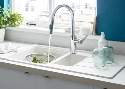 Évier en granit blanc 1,5 bacs à encastrer Arber