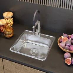 Évier en granit inoxydable Turi48 Unité simple avec siphon