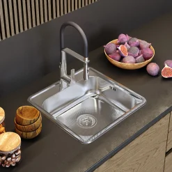 Évier en granit inoxydable Turi48 Unité simple avec siphon