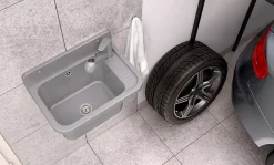 Évier en Granit Paron pour Garage, Buanderie Gris avec Siphon 1 pièce