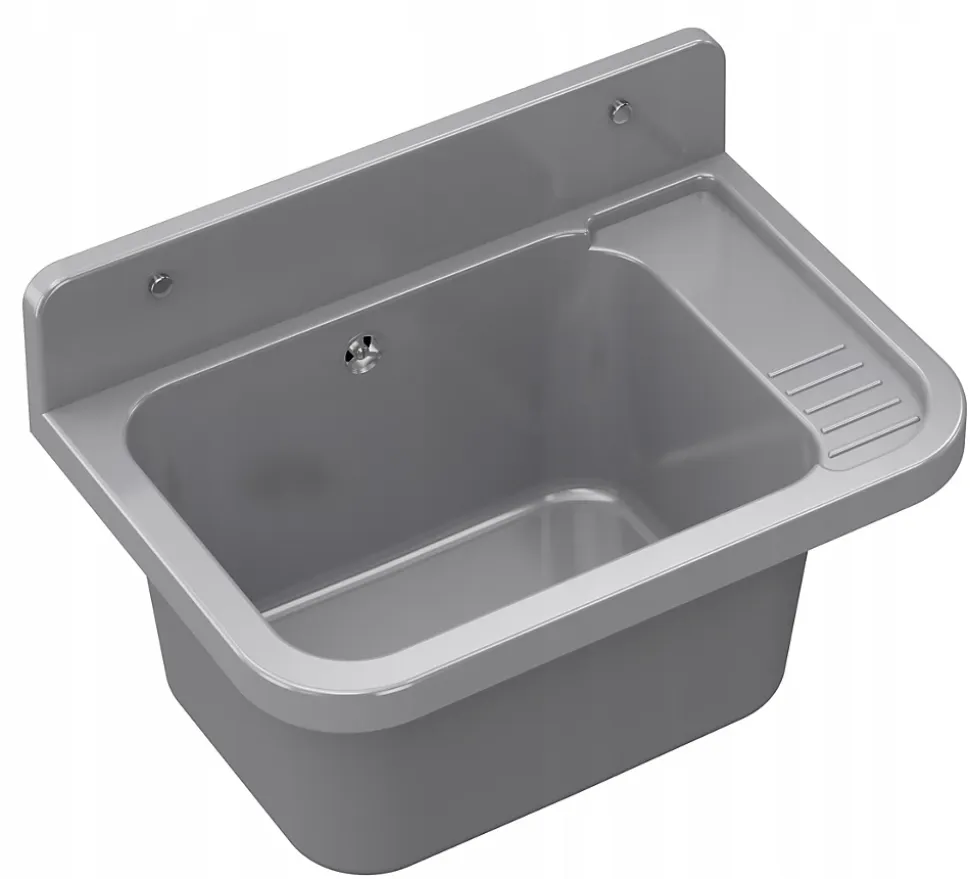 Évier en Granit Paron pour Garage, Buanderie Gris avec Siphon 1 pièce