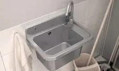 Évier en Granit Paron pour Garage, Buanderie Gris avec Siphon 1 pièce