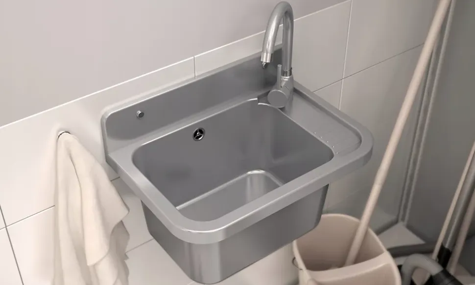 Évier en Granit Paron pour Garage, Buanderie Gris avec Siphon 1 pièce