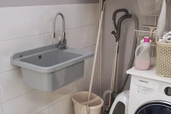 Évier en Granit pour Garage, Buanderie, Salle de Lavage avec Siphon et Robinet - Set Complet