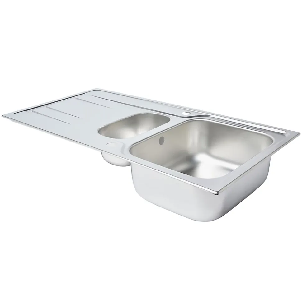Évier en inox finition nid d'abeille 1,5 bacs à encastrer Lyell