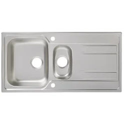 Évier en inox finition nid d'abeille 1,5 bacs à encastrer Lyell