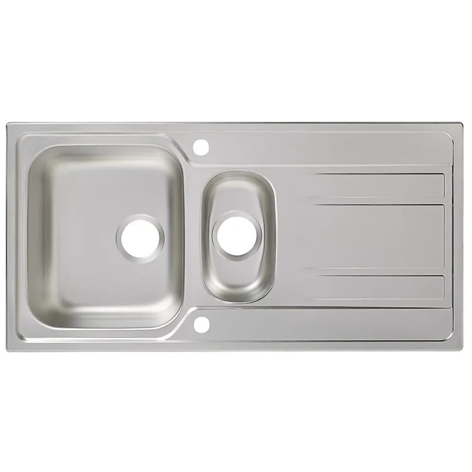 Évier en inox finition nid d'abeille 1,5 bacs à encastrer Lyell