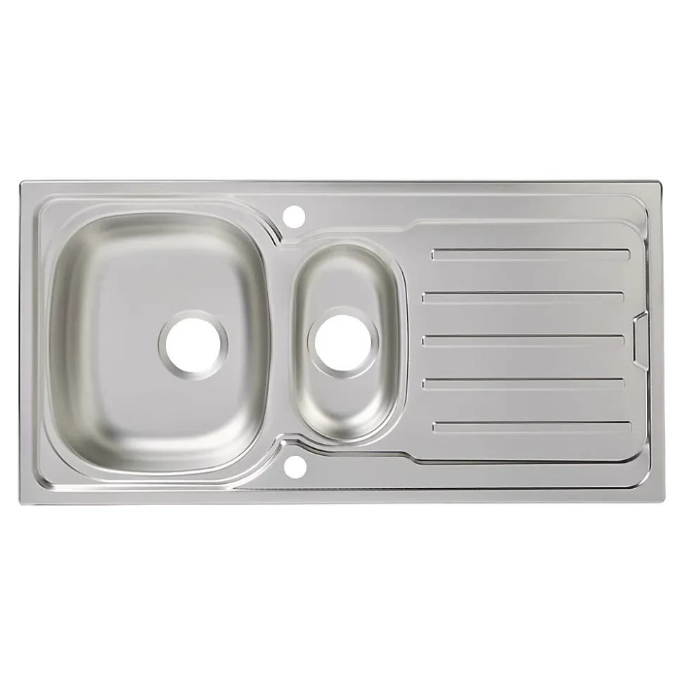 Évier en inox finition nid d'abeille 1,5 bacs à encastrer Nakaya