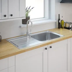 Évier en inox finition nid d'abeille 1 bac à encastrer Lyell