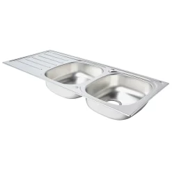 Évier en inox finition nid d'abeille 2 bacs à encastrer Nakaya