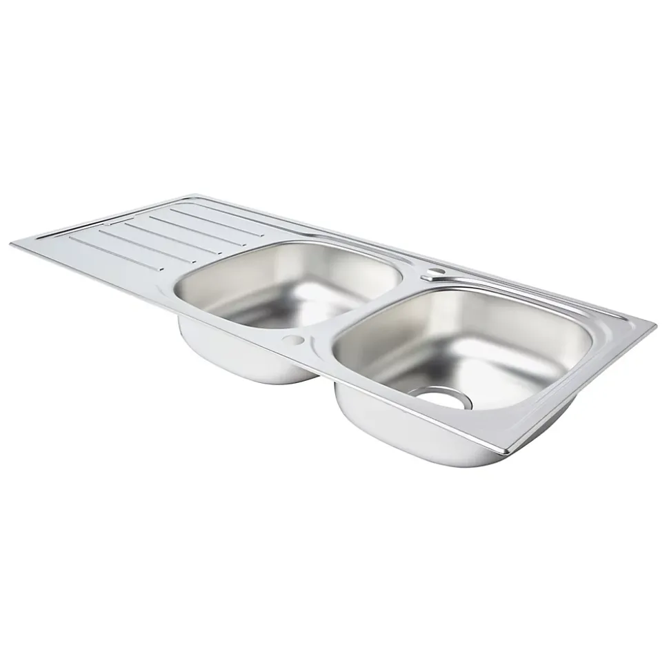 Évier en inox finition nid d'abeille 2 bacs à encastrer Nakaya