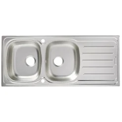 Évier en inox finition nid d'abeille 2 bacs à encastrer Nakaya