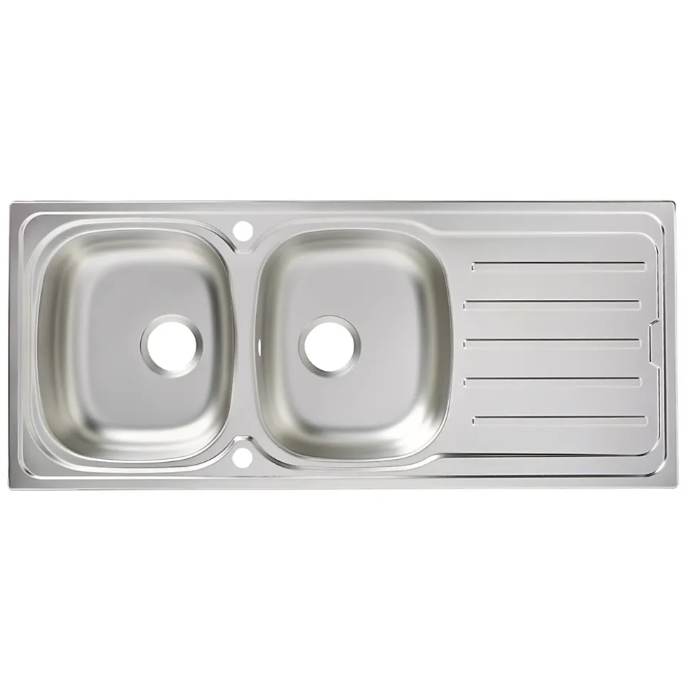 Évier en inox finition nid d'abeille 2 bacs à encastrer Nakaya