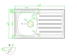 Évier en inox poli 1 bac à encastrer Nakaya