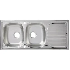 Évier en inox satiné 2 bacs à encastrer Turing