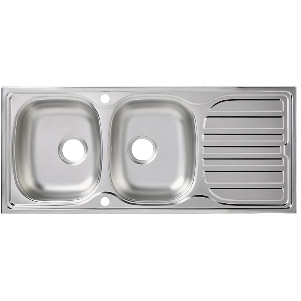 Évier en inox satiné 2 bacs à encastrer Turing