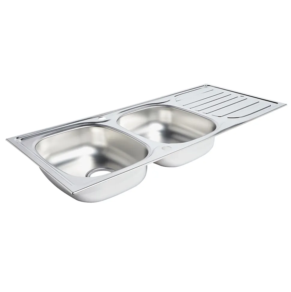 Évier en inox satiné 2 bacs à encastrer Turing