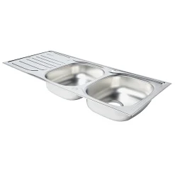 Évier en inox satiné 2 bacs à encastrer Turing