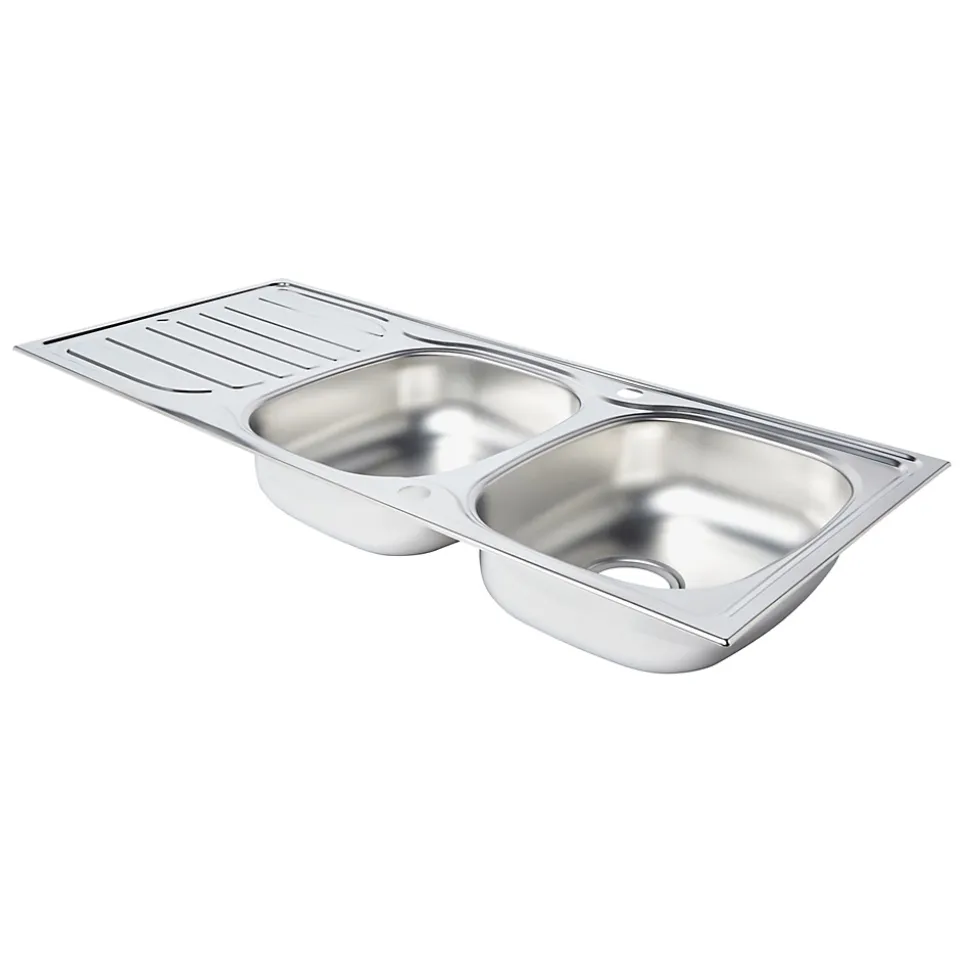 Évier en inox satiné 2 bacs à encastrer Turing
