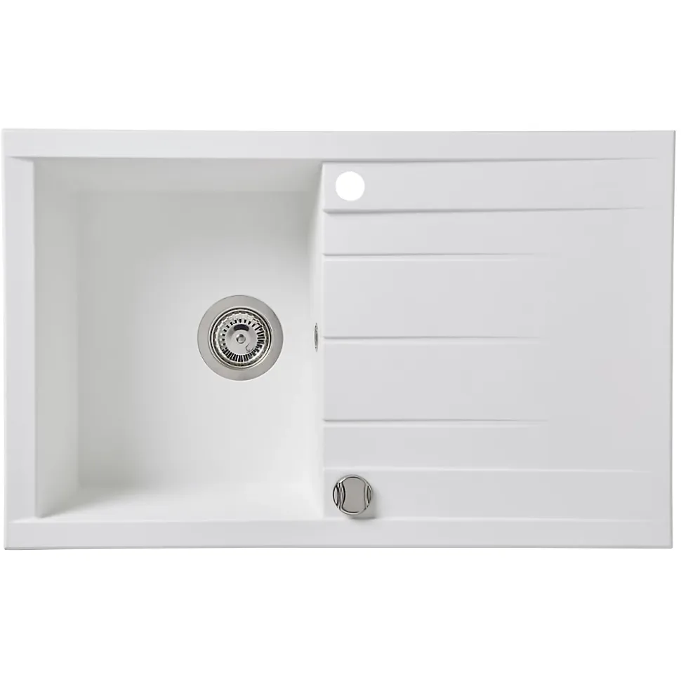 Évier en résine blanche mate 1 bac à encastrer Ising