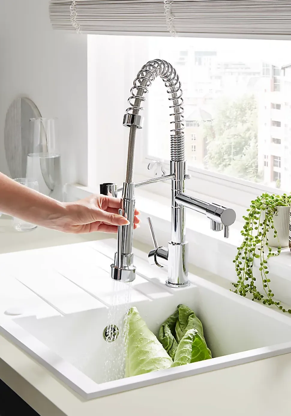 Évier en résine blanche mate 1 bac à encastrer Ising