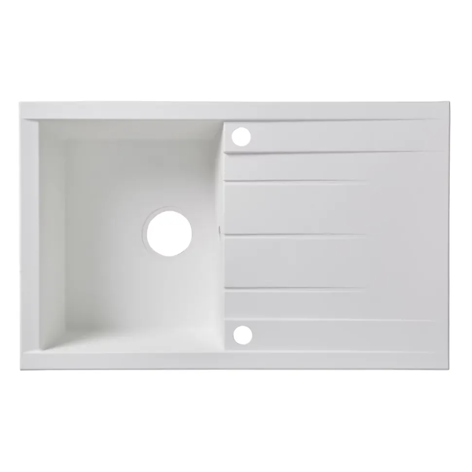 Évier en résine blanche mate 1 bac à encastrer Ising