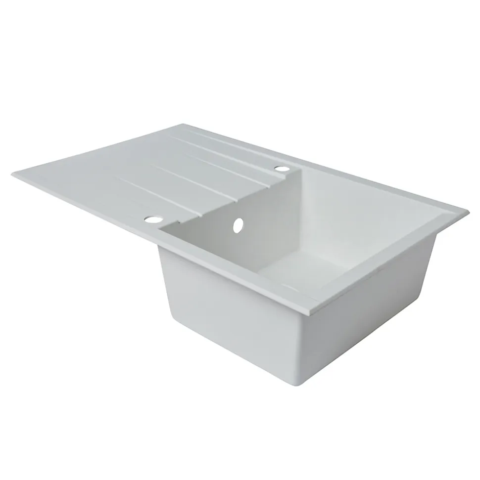 Évier en résine blanche mate 1 bac à encastrer Ising