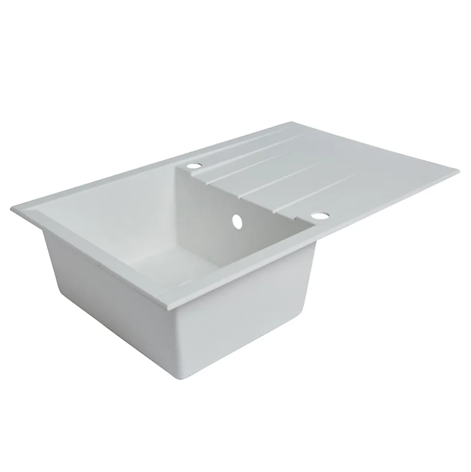 Évier en résine blanche mate 1 bac à encastrer Ising