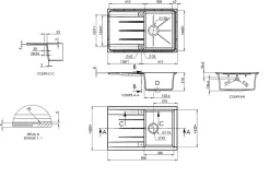Évier en résine blanche mate 1 bac à encastrer Ising
