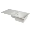 Évier en résine blanche mate 1,5 bacs à encastrer Ising
