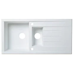Évier en résine blanche mate 1,5 bacs à encastrer Ising