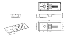 Évier en résine blanche mate 1,5 bacs à encastrer Ising