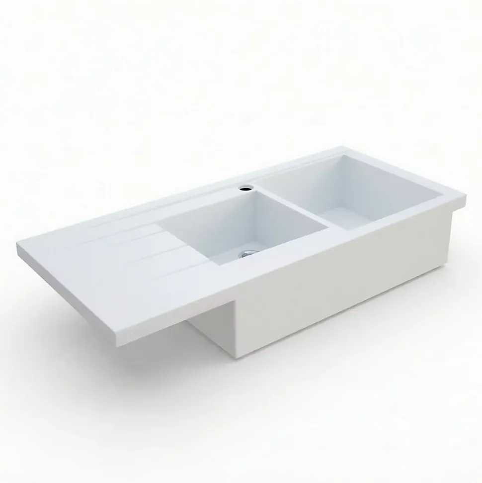 Évier en résine blanche mat 2 bacs à encastrer Ising