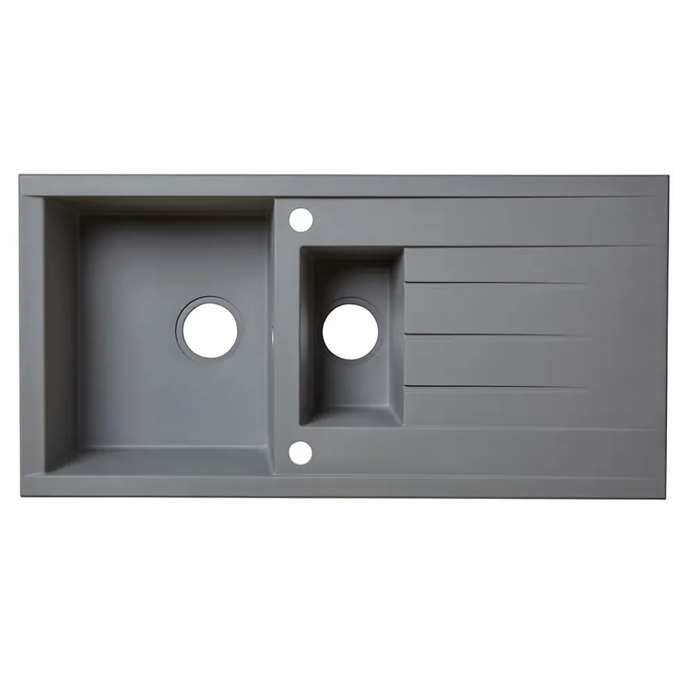 Évier en résine grise mate 1,5 bacs à encastrer Ising