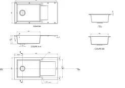 Évier en résine noire 1 bac à encastrer Lavoisier