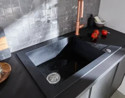 Évier en résine noire 1 bac à encastrer Lavoisier