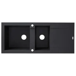Évier en résine noire 2 bacs à encastrer Lavoisier L. 114 cm