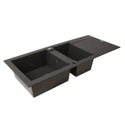 Évier en résine noire 2 bacs à encastrer Lavoisier L. 114 cm