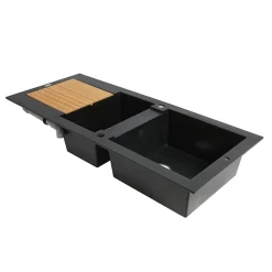 Évier en résine noire 2 bacs à encastrer Maestro