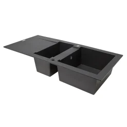Évier en résine noire 2 bacs à encastrer Lavoisier L. 95,5 cm