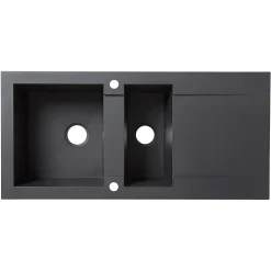Évier en résine noire 2 bacs à encastrer Lavoisier L. 95,5 cm