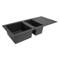 Évier en résine noire 2 bacs à encastrer Lavoisier L. 95,5 cm